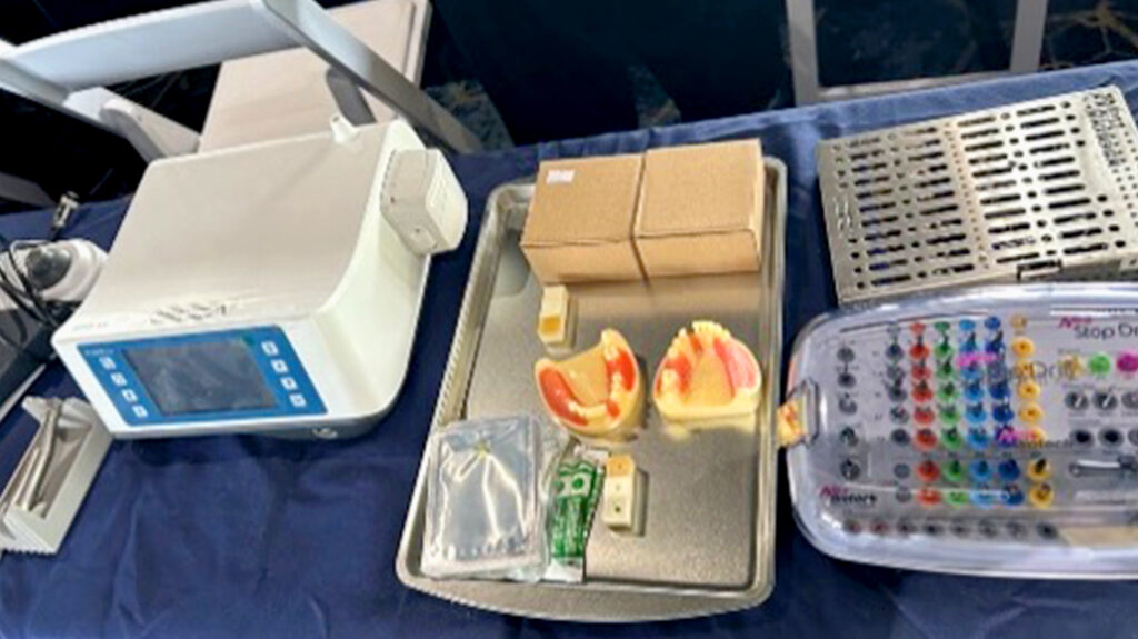 The implant kit included everything the dentists need such as a practice model and bur kits.